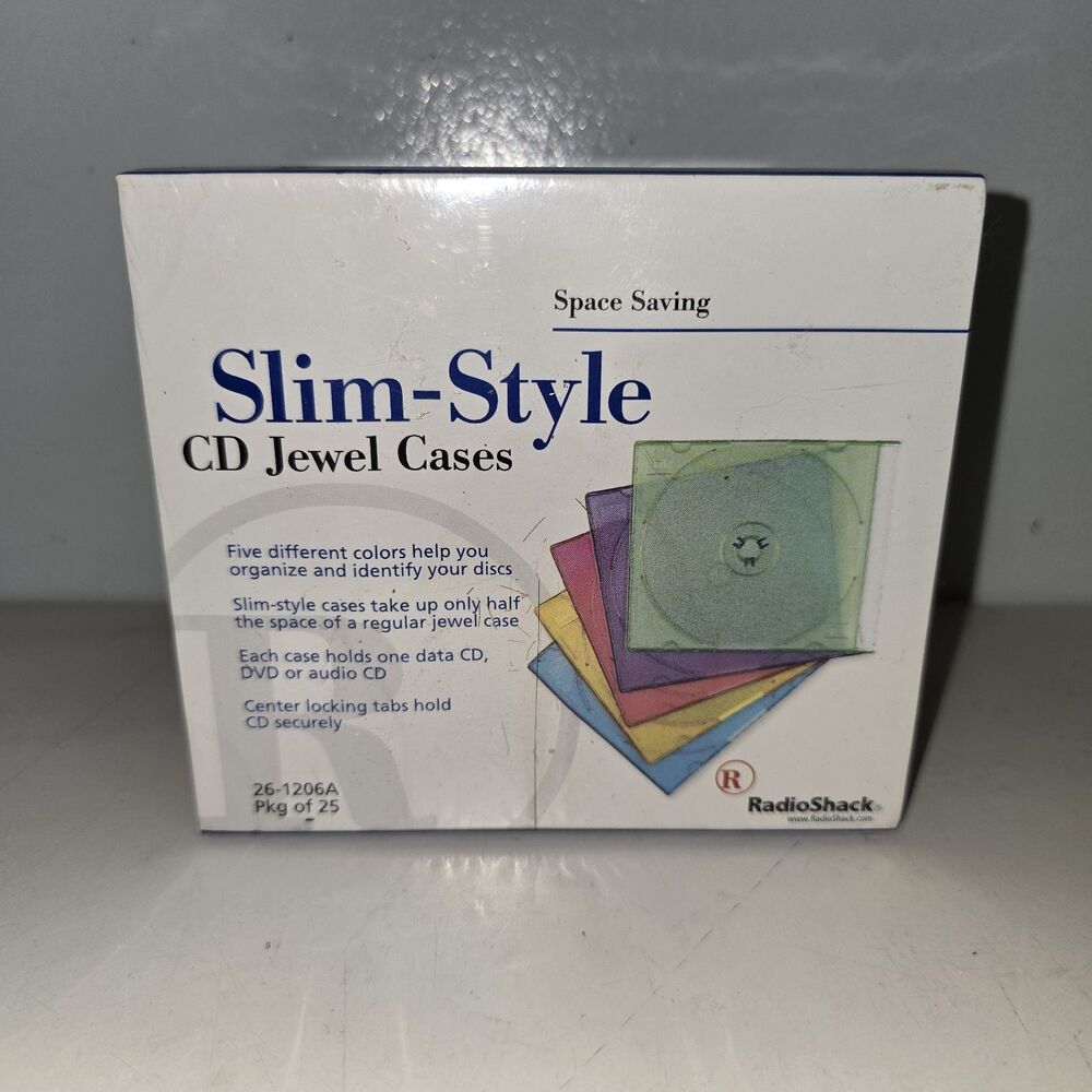 Radio Shack (26-1206A) Pkg of 25 Space Saving Slim-Style CD Jewel Cases
